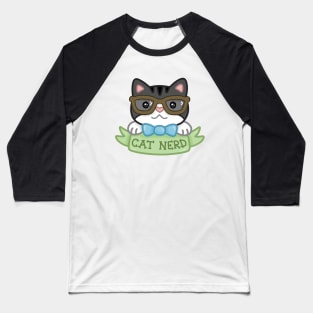 Cat Nerd Gray Tabby Baseball T-Shirt